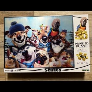 NEW 24 X 18 "Winter Pets Selfie” Prime 3D Puzzle Howard Robinson Design